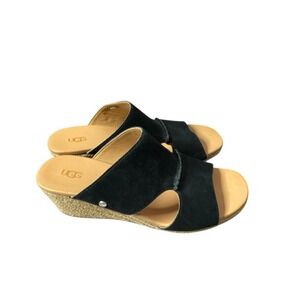 UGG Black Slip-On‎ Wedge Heel Sandal Open Toe Size US 10